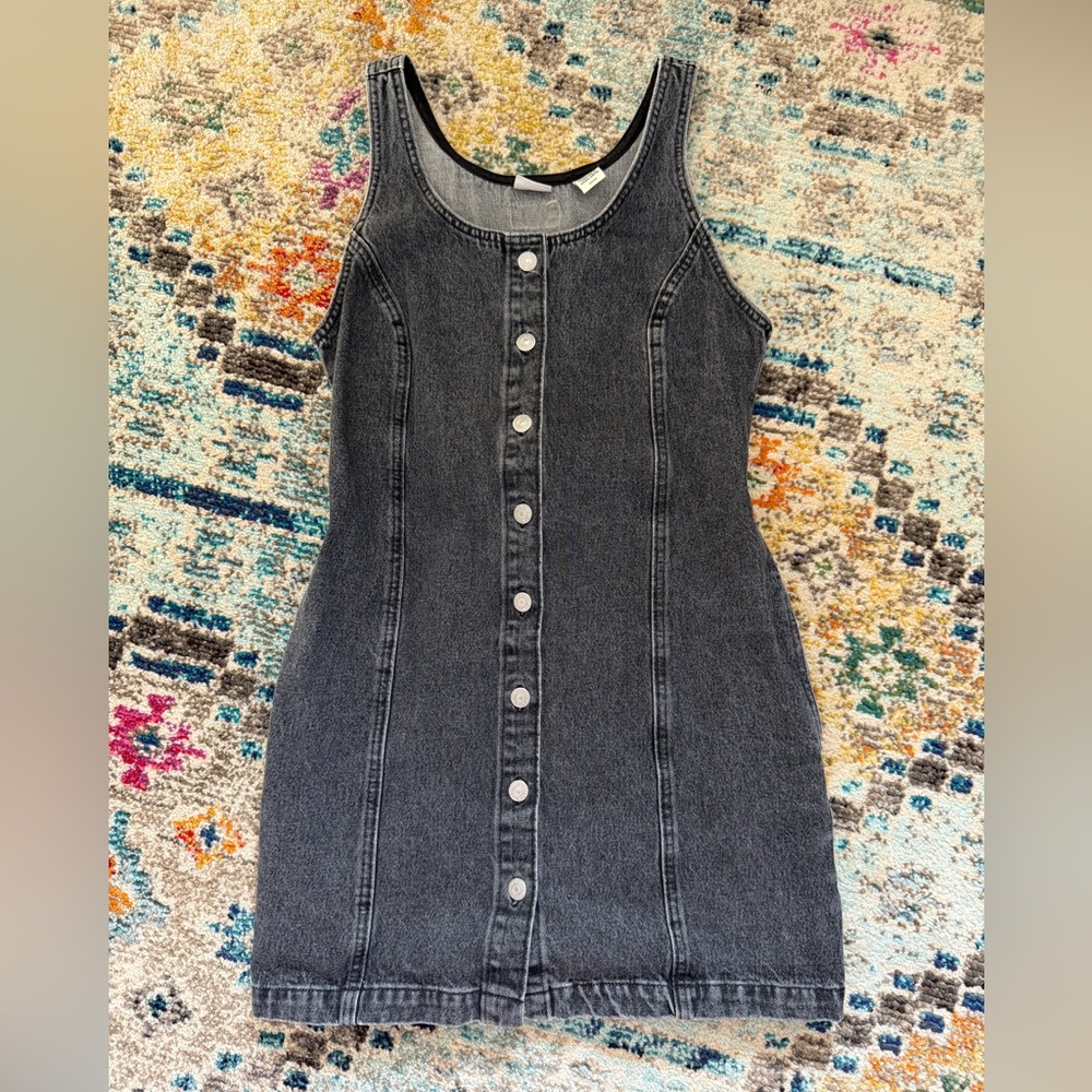 Levi's Tuli Washed Black Sleeveless Button-Front Denim Mini Dress